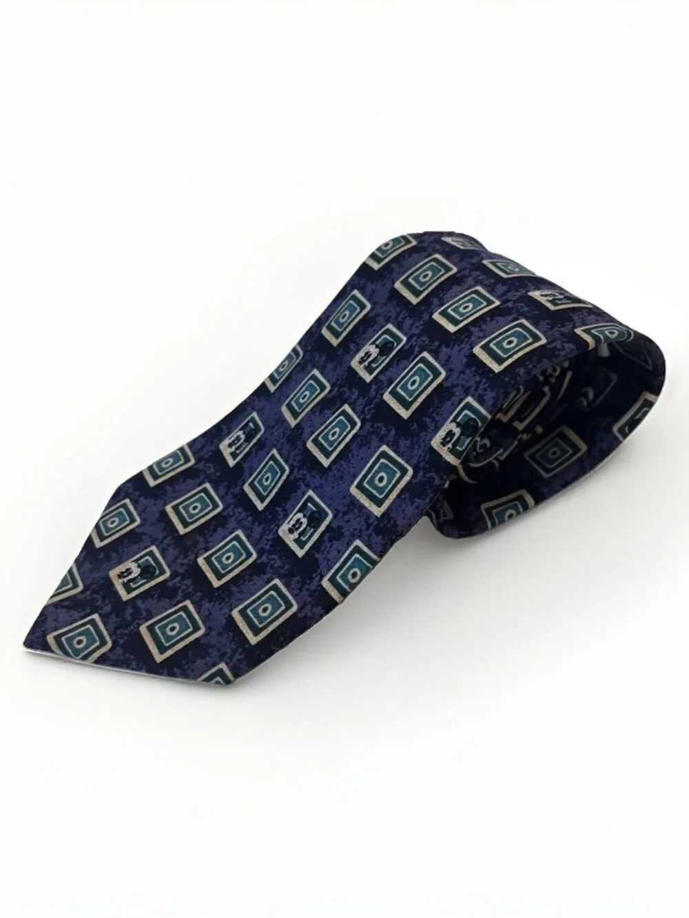 Disney Store Hand Made Portrait Mickey Mouse Blue 100% Silk Classic Neck Tie VTG